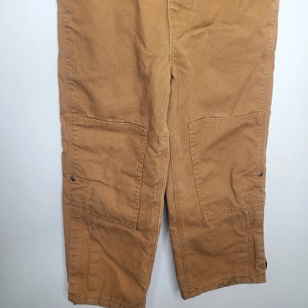 Carhartt Bib Overalls Boys 6 Brown Canvas Insulated Double Knee Flannel Lined
